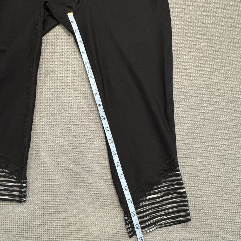 Xersion Black Striped Cropped Activewear Pants Womens Size M Stretch Yoga Mesh - Picture 12 of 16